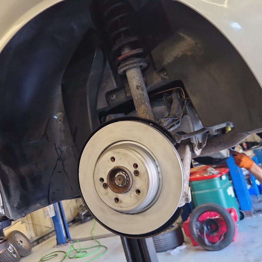 A new rear disc, with the hub bare.
